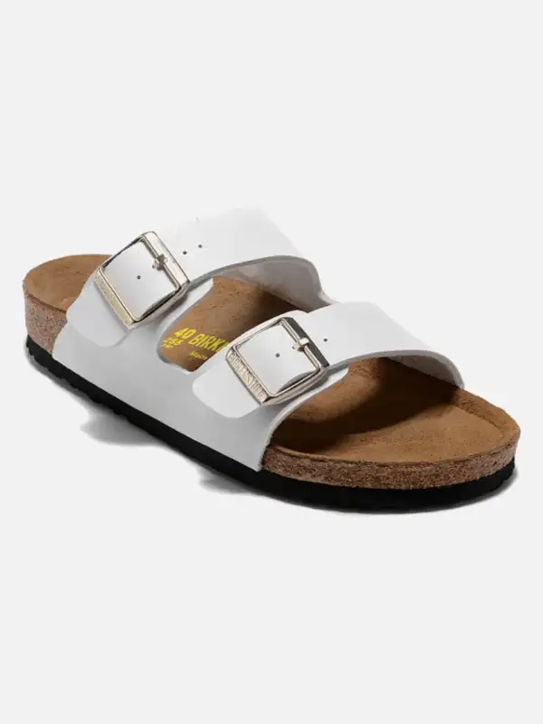 Two Strap White Leather Sandals